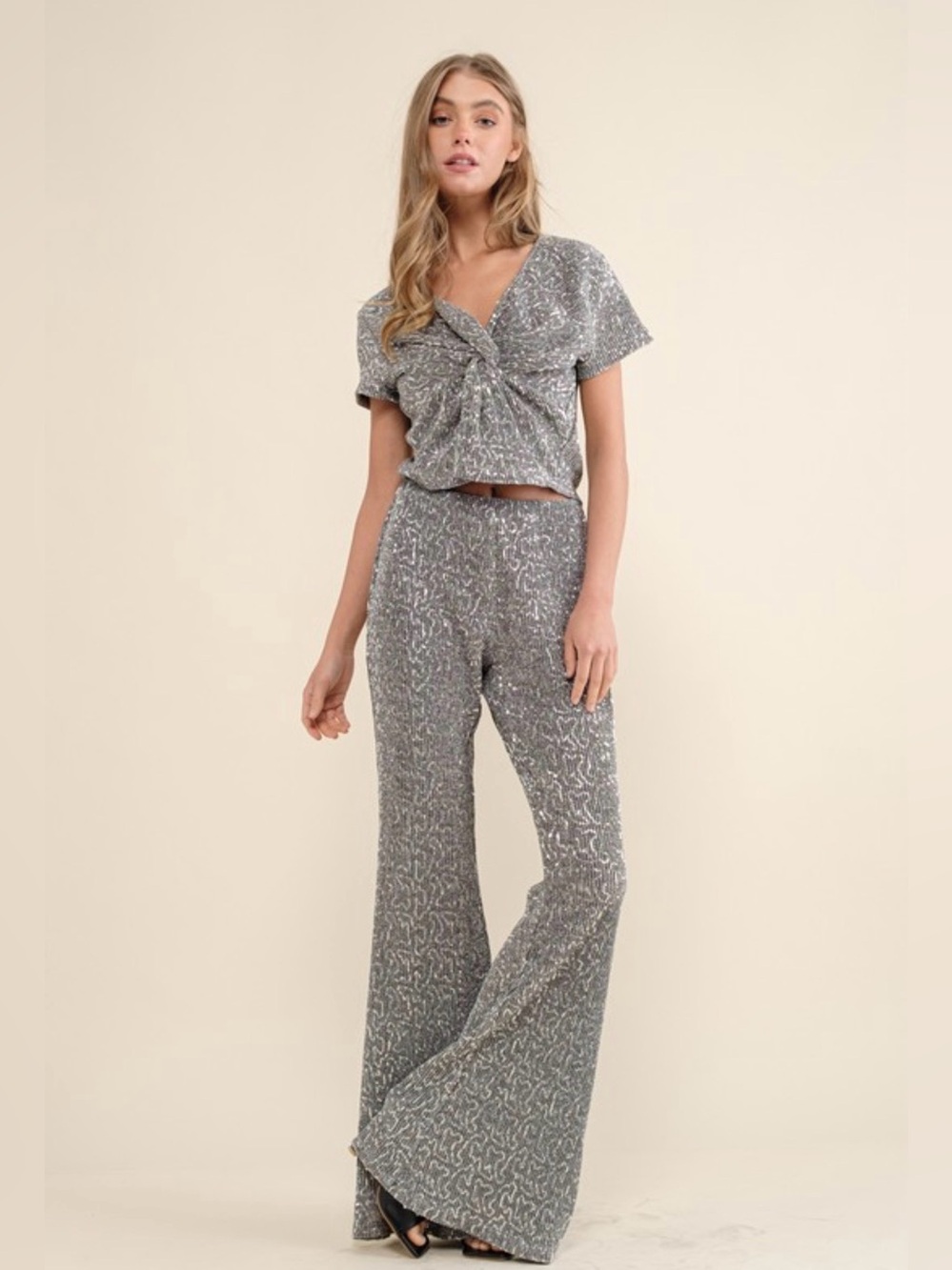 NWT blue b boutique Wide-Leg Knit Pantsuit Pants Two-Piece set Holiday Beauty